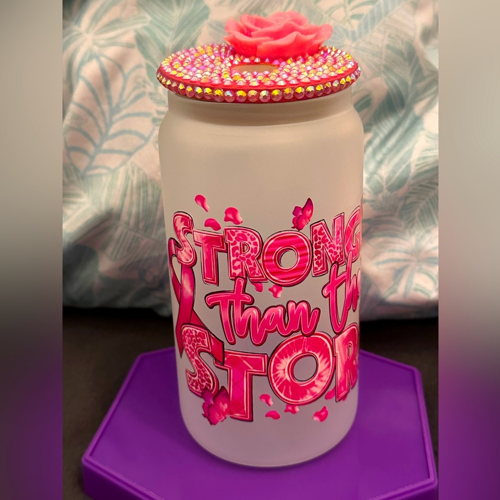 Breast cancer glass cup